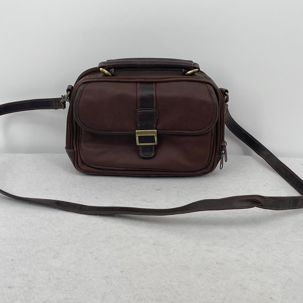 Rosetti Brown Faux Leather Multi Compartment Crossbody Bag Vintage Style Handbag